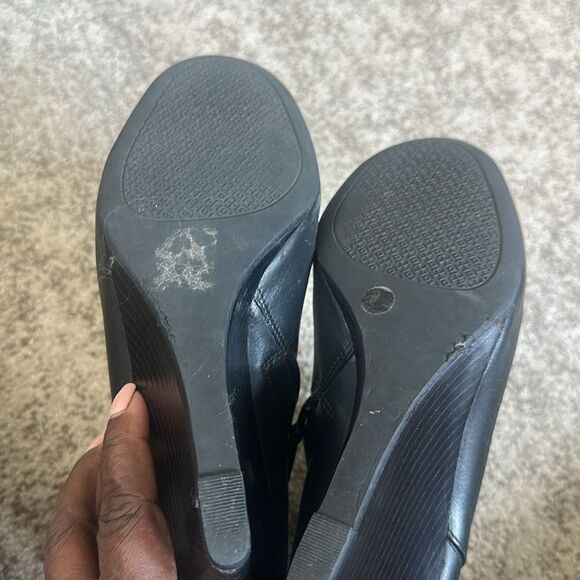 Tory Burch Leather Lowell Wedge Bootie, Black 10 - Picture 7 of 8